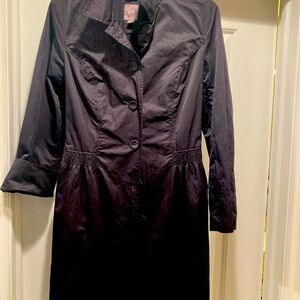 J Jill women’s coat trench s black rouched waist belted button & pockets